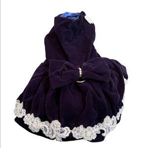 Custom Navy Velvet Dog Dress